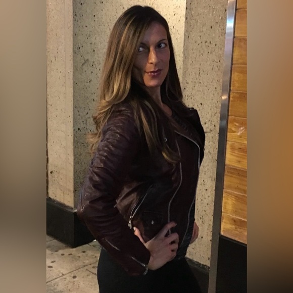 Doma Jackets & Blazers - Doma Women's Brown Leather Moto Jacket